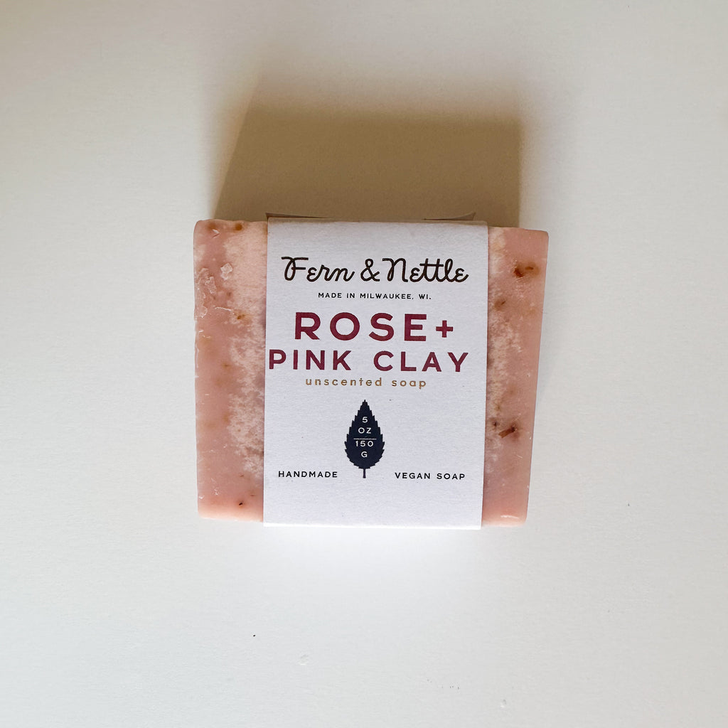 Rose+Pink Clay Unscented Vegan Soap