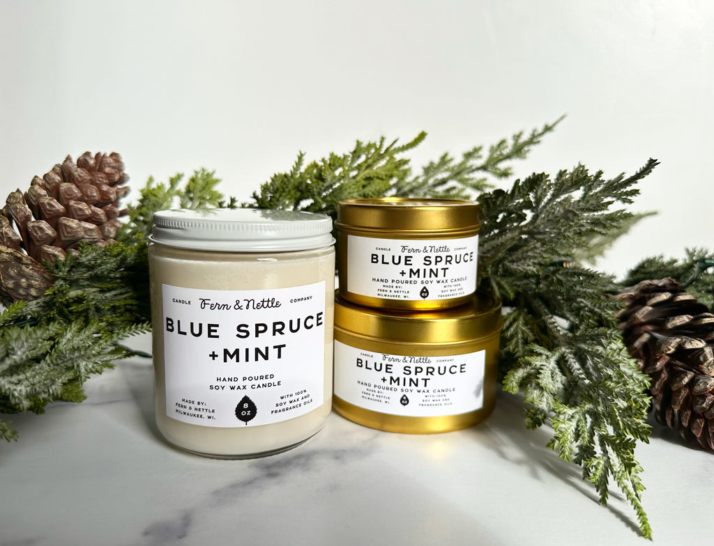 Blue Spruce + Mint Soy Wax Candle